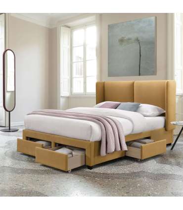 Voodi SUGI madratsiga HARMONY DELUX 160x200cm, kollane