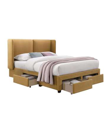 Voodi SUGI madratsiga HARMONY DUO SEASON 160x200cm, kollane