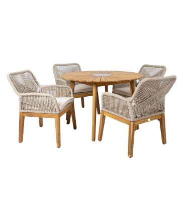 Aiamööblikomplekt FLORIDA laud ja 4 tooli, beež
