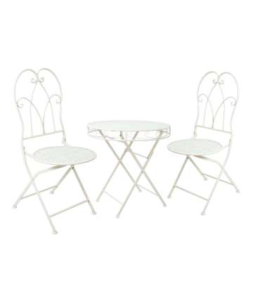 Rõdukomplekt SANDY laud ja 2 tooli, antiikvalge