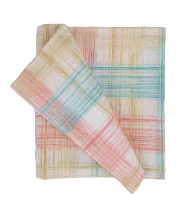 Laudlina LONETA 136x220cm, roosa-roheline ruut, 50% polüester, 50% puuvill, kangas 356