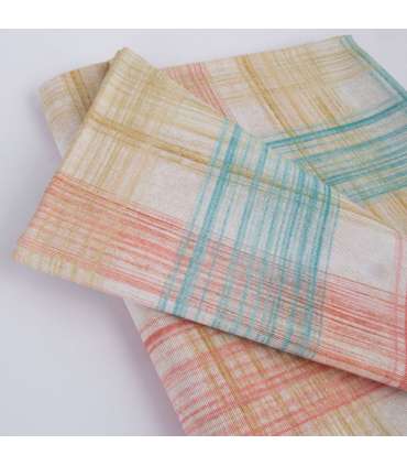 Laudlina LONETA 136x220cm, roosa-roheline ruut, 50% polüester, 50% puuvill, kangas 356