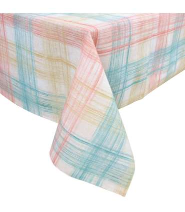 Laudlina LONETA 136x220cm, roosa-roheline ruut, 50% polüester, 50% puuvill, kangas 356