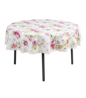 Laudlina LONETA pitsiga, D170cm, roosid, 50% polüester, 50% puuvill, kangas 422