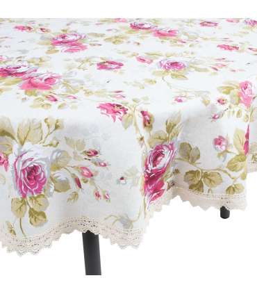 Laudlina LONETA pitsiga, D170cm, roosid, 50% polüester, 50% puuvill, kangas 422