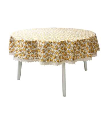 Laudlina LONETA NEW pitsiga, D170cm, beež roos, 50% polüester, 50% puuvill, kangas 476