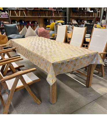 Laudlina GLORY 142x260cm, kuldsed jõulutähed, 100% polüester, kangas 567