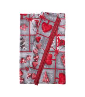 Linik WINTER FLOWERS pitsiga, 43x116cm, südamed, 50% puuvill, 50%polüester, kangas 385