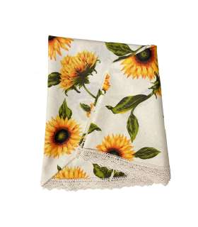 Laudlina LONETA NEW pitsiga, D170cm, päevalilled, 50% polüester, 50% puuvill, kangas 424