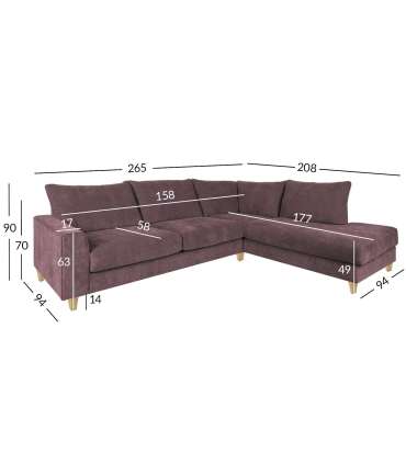 Nurgadiivan LAYLA PN 265x94x208xH90cm, hallikasroosa