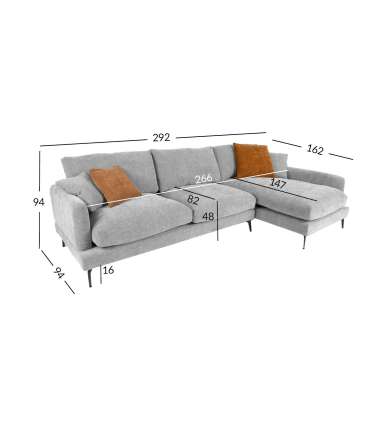 Nurgadiivan DAISY PN 292x162/94xH94cm, hall