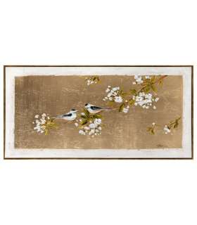 Maal raamiga 60x120cm, lind kuldsel