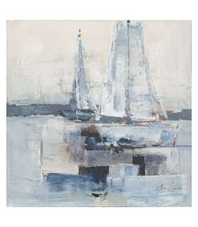 Õlimaal 100x100cm, purjekad merel