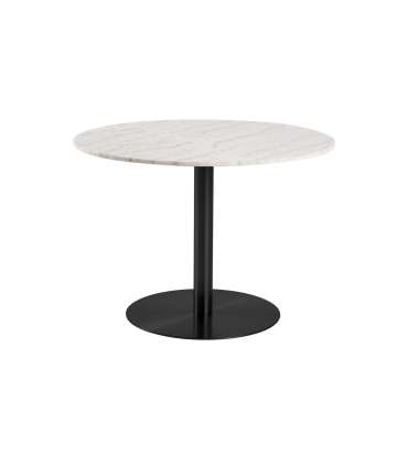 Söögilaud CORBY D105xH75cm, valge marmor/must