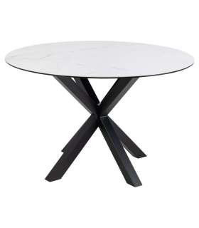 Söögilaud HEAVEN D119xH75,5cm, valge, keraamiline plaat, teras