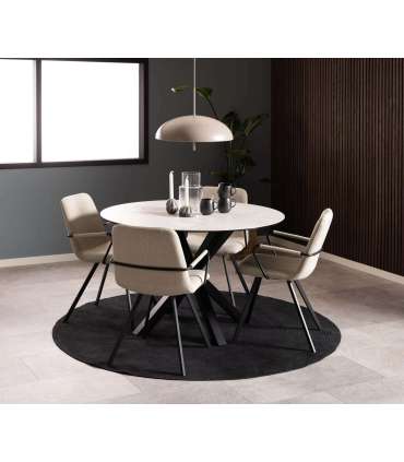 Söögilaud HEAVEN D119xH75,5cm, valge, keraamiline plaat, teras