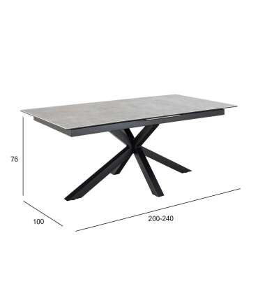 Söögilaud HEAVEN 200/240x100xH76cm, hall, keraamiline plaat