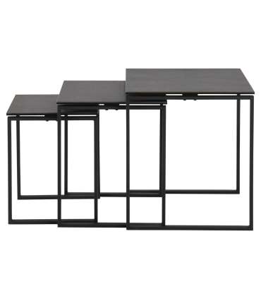 Diivanilauad 3tk KATRINE 50x50xH55cm, 43x43xH50cm, 36x36xH45cm, must