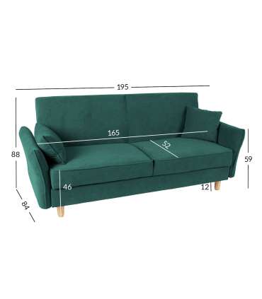 Diivanvoodi ROSANNA 195x84xH88cm, roheline