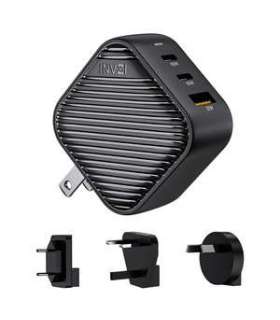 INVZI GanHub 2x USB-C + USB wall charger, 65W, EU/UK/AU/US (black)