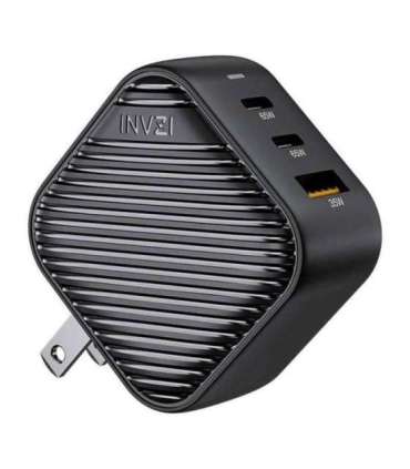INVZI GanHub 2x USB-C + USB wall charger, 65W, EU/UK/AU/US (black)