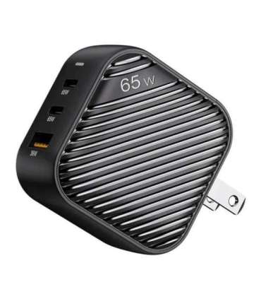 INVZI GanHub 2x USB-C + USB wall charger, 65W, EU/UK/AU/US (black)