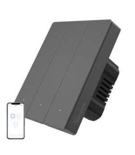 Smart WiFi wall switch SONOFF M5-3C-80 (3-channel, for frame, graphite)