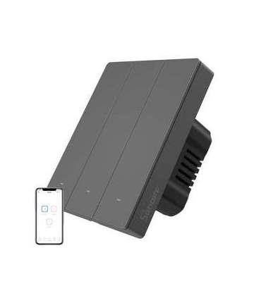 Smart WiFi wall switch SONOFF M5-3C-80 (3-channel, for frame, graphite)