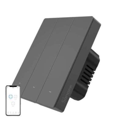 Smart WiFi wall switch SONOFF M5-3C-80 (3-channel, for frame, graphite)
