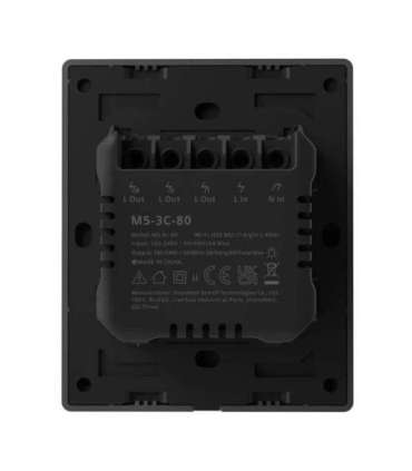 Smart WiFi wall switch SONOFF M5-3C-80 (3-channel, for frame, graphite)
