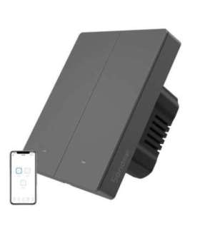 Smart WiFi wall switch SONOFF M5-2C-80 (2-channel, for frame, graphite)