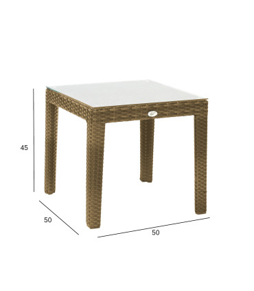 Столик вспомогательный WICKER 50x50xH45см, бежевый
