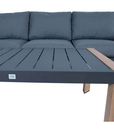 Aiamööblikomplekt TOMSON laud ja nurgadiivan, tiik/hall