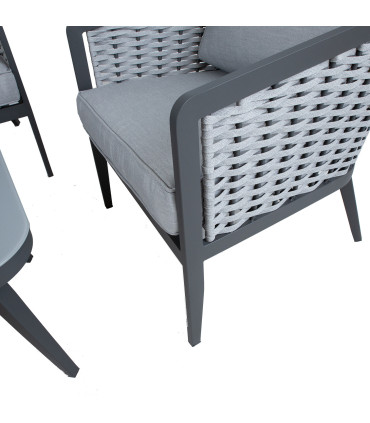Комплект садовой мебели MARIE стол, диван и 2 стула, серый