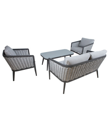 Комплект садовой мебели MARIE стол, диван и 2 стула, серый