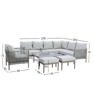 Aiamööblikomplekt MEDINA 5-osaline, beež