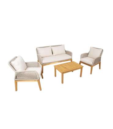 Aiamööblikomplekt FLORIDA laud, diivan ja 2 tugitooli, beež