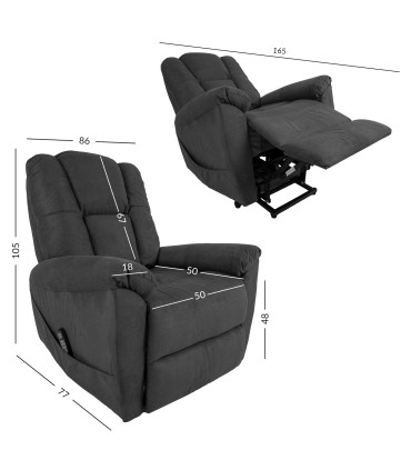 Tugitool SUPERB elektriline lift recliner + massaa˛, tumehall
