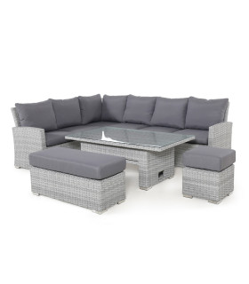 Комплект садовой мебели ASCOT угловой диван, стол и 2 пуфики, серый