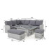 Комплект садовой мебели ASCOT угловой диван, стол и 2 пуфики, серый