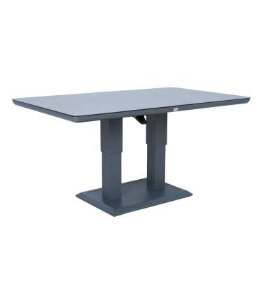 Laud TOMSON 150x90xH52-75cm, tumehall klaasplaadiga