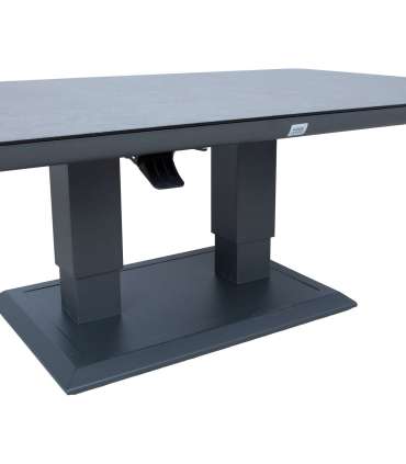 Laud TOMSON 150x90xH52-75cm, tumehall klaasplaadiga