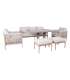 Aiamööblikomplekt MEDINA laud, diivan, 2 tugitooli ja 2 tumbat, beež