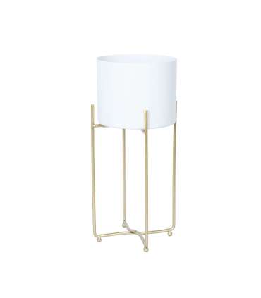 Lillepostament DEIA WHITE M 21,5x20,5xH47cm, valge/kuldne