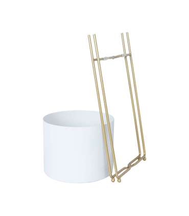 Lillepostament DEIA WHITE M 21,5x20,5xH47cm, valge/kuldne