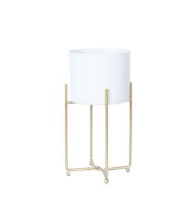 Lillepostament DEIA WHITE S 19,5x18xH37cm, valge/kuldne