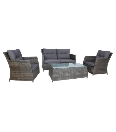 Комплект садовой мебели ADENA стол, диван и 2 кресла, серо-коричневый