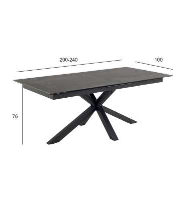 Söögilaud HEAVEN 200/240x100xH76cm, must