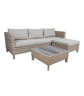 Aiamööblikomplekt GERA diivan, tumba ja laud