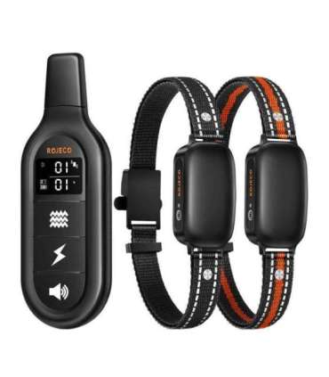 RojecoPD521 1000m Dog Training Collar with 2 collars (black)